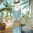 Elegant Rayon Long Dress Lace Frill Collar