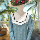 Elegant Rayon Long Dress Lace Frill Collar