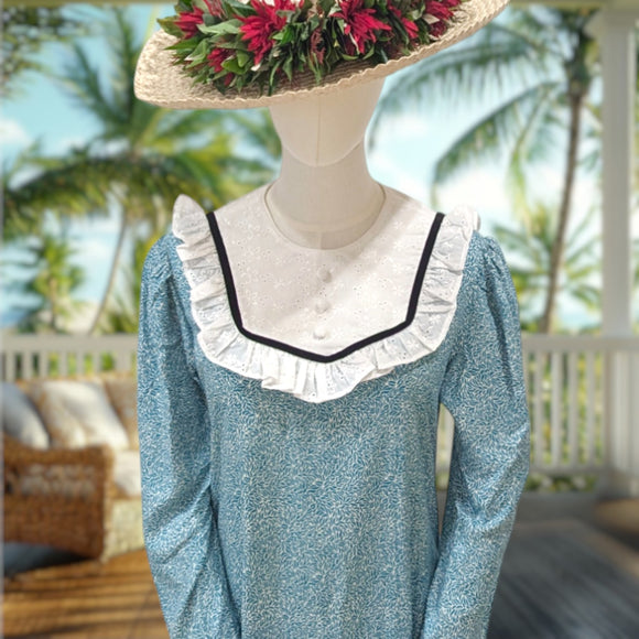 Elegant Rayon Long Dress Lace Frill Collar