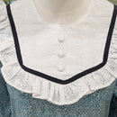 Elegant Rayon Long Dress Lace Frill Collar