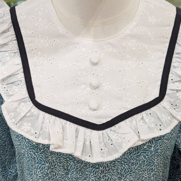 Elegant Rayon Long Dress Lace Frill Collar