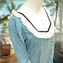 Elegant Rayon Long Dress Lace Frill Collar