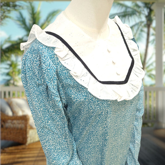 Elegant Rayon Long Dress Lace Frill Collar