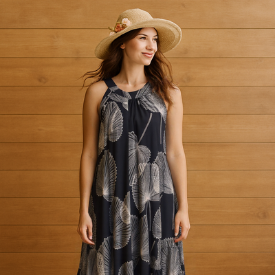 Elegant Round Neck Halter Sleeveless Summer Dress