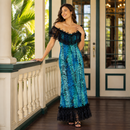 Hawaiian Holomuʻu – Fern Print & Black Lace Mermaid Line Hawaiian Dress | Made in Hawaii-2