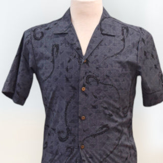 Fish Hook Lucky Print Hawaiian Shirt | Black