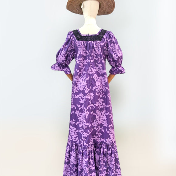 Floral Half Sleeve Muumuu Purple