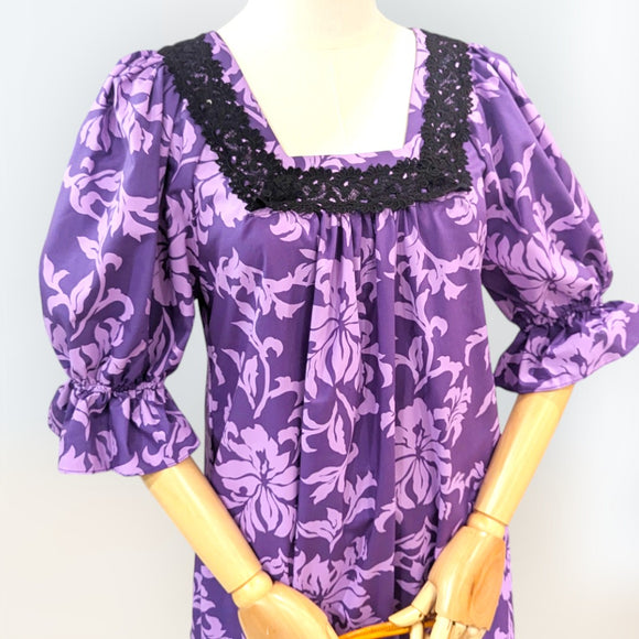 Floral Half Sleeve Muumuu Purple