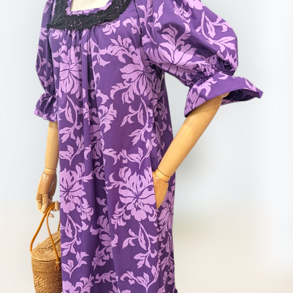 Floral Half Sleeve Muumuu Purple