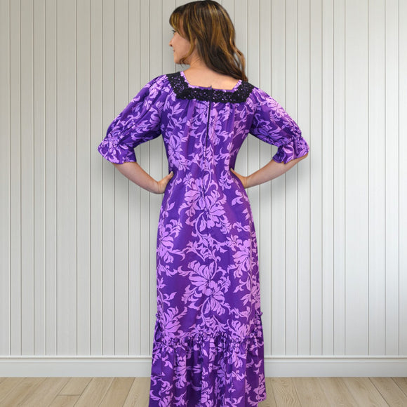 Floral Half Sleeve Muumuu Purple
