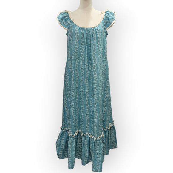 Coral Pink Hawaiian Muumuu Dress – Vintage-Inspired Cotton Resort Maxi Dress 8421