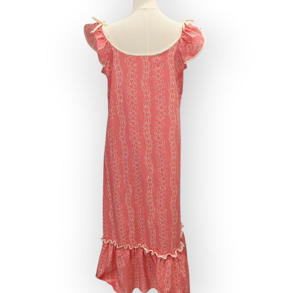 Coral Pink Hawaiian Muumuu Dress – Vintage-Inspired Cotton Resort Maxi Dress 8421