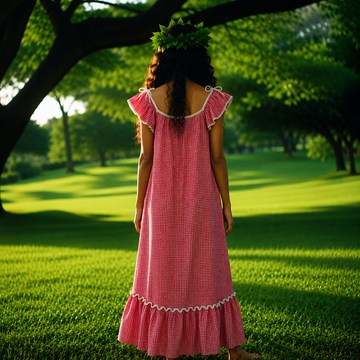 Gingham Hawaiian Muumuu Dress