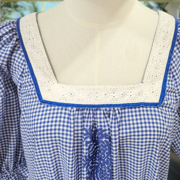 Gingham Lace Trim Muumuu Dress