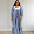 Gingham Lace Trim Muumuu Dress