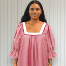 Gingham Lace Trim Muumuu Dress