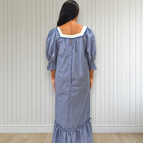 Gingham Lace Trim Muumuu Dress