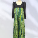 Green Fern Print Black Lace Hawaiian 
Dress