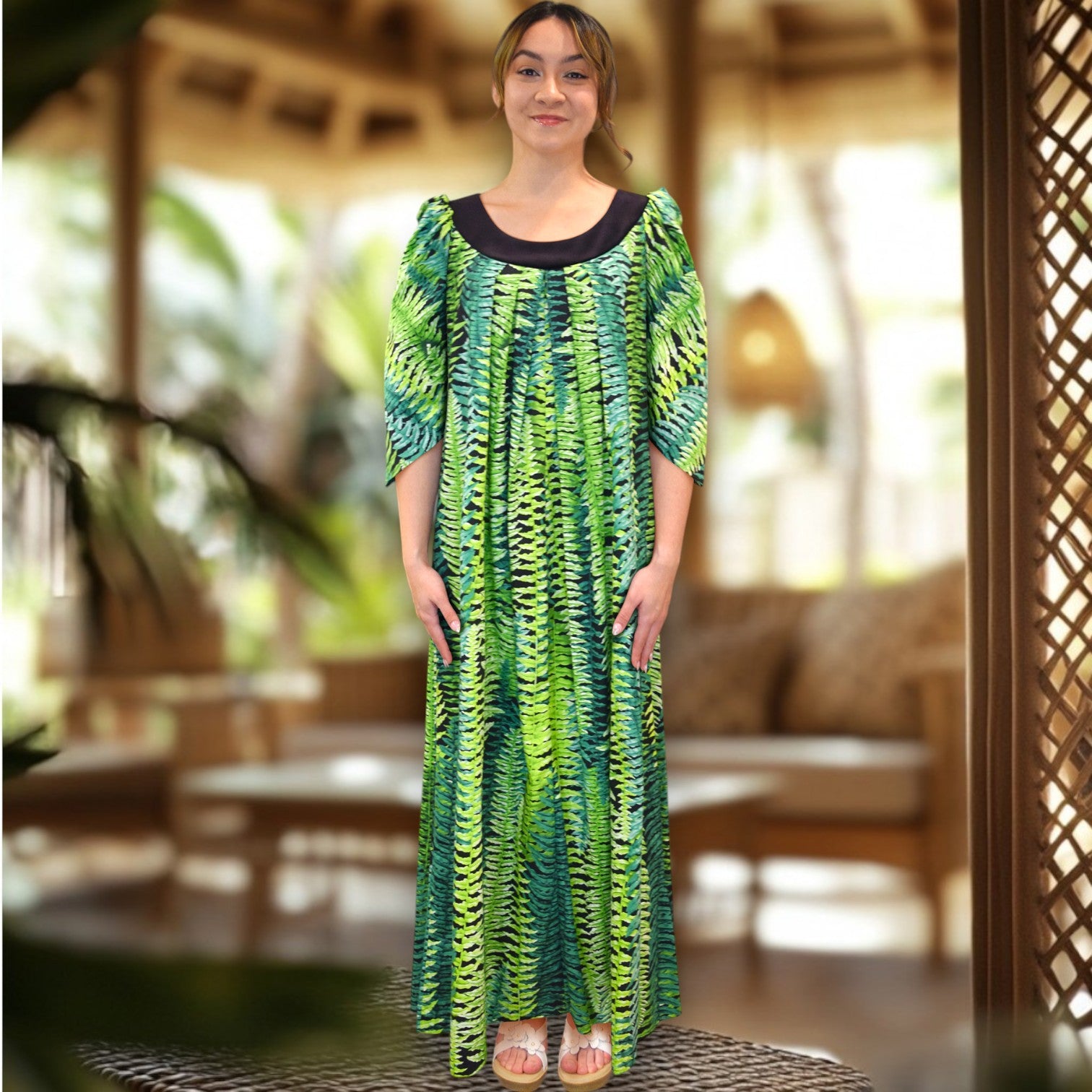 Beautiful Green Ferns Muumuu Dress