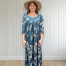 Green Tropical Leaf Muumuu Velvet Yoke