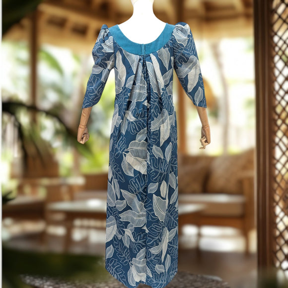 Green Tropical Leaf Muumuu Velvet Yoke