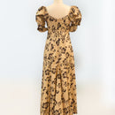 HalfSleeveBeigeHibiscusDress