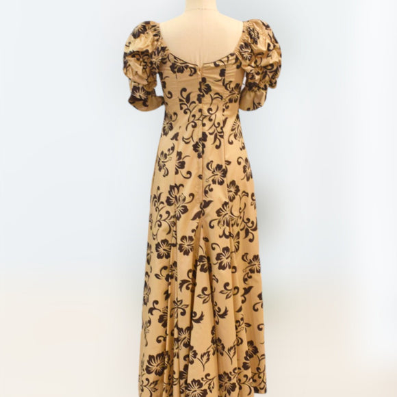 HalfSleeveBeigeHibiscusDress