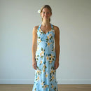 Halter Mid Light Blue Plumeria Hawaiian Dress