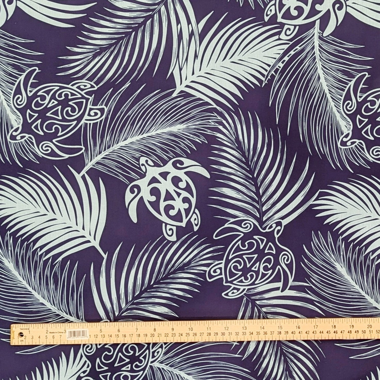 HawaiianFabricWithMonsteraandTurtlePrint-Navy