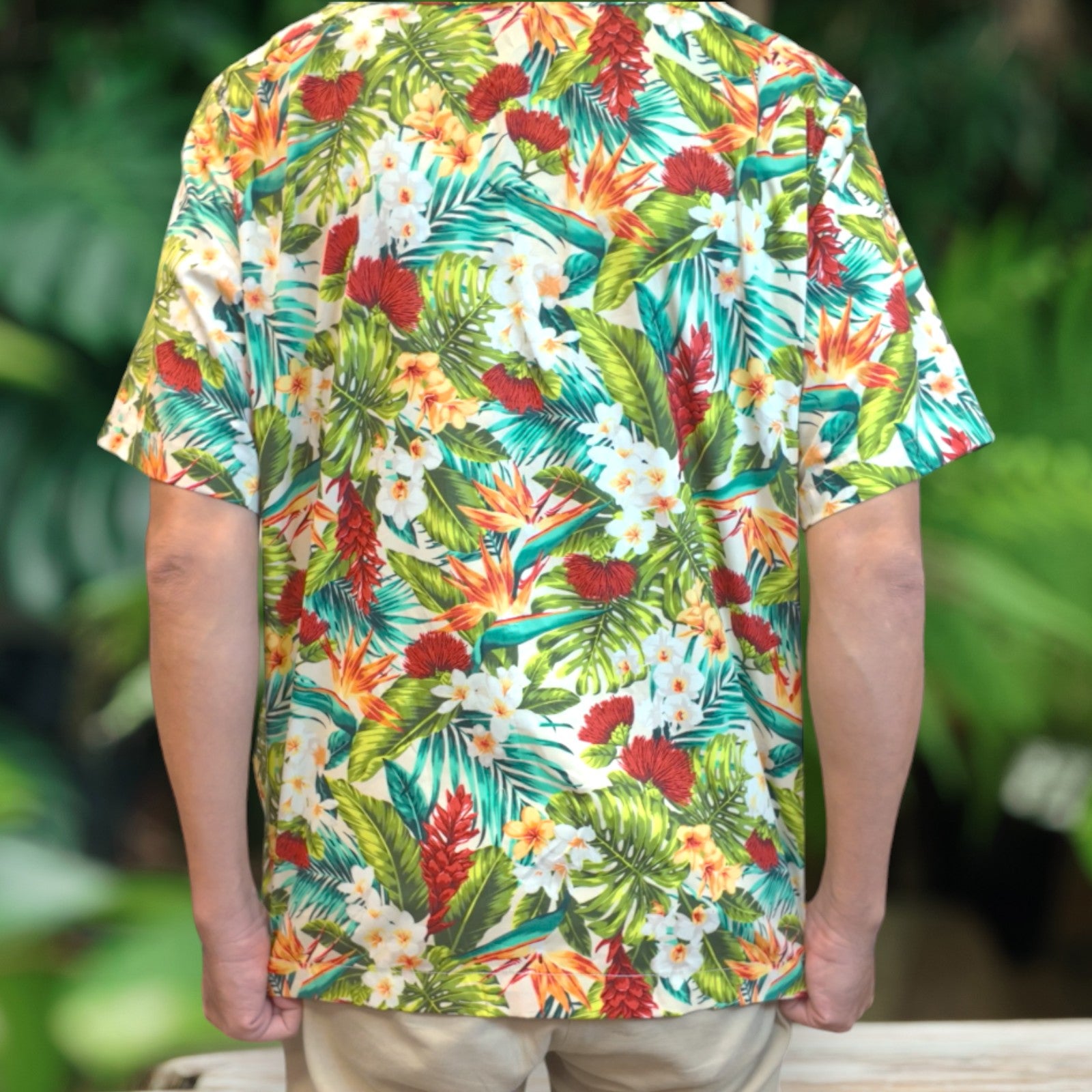 Hawaiian Flower Print Aloha Shirts - White - 0