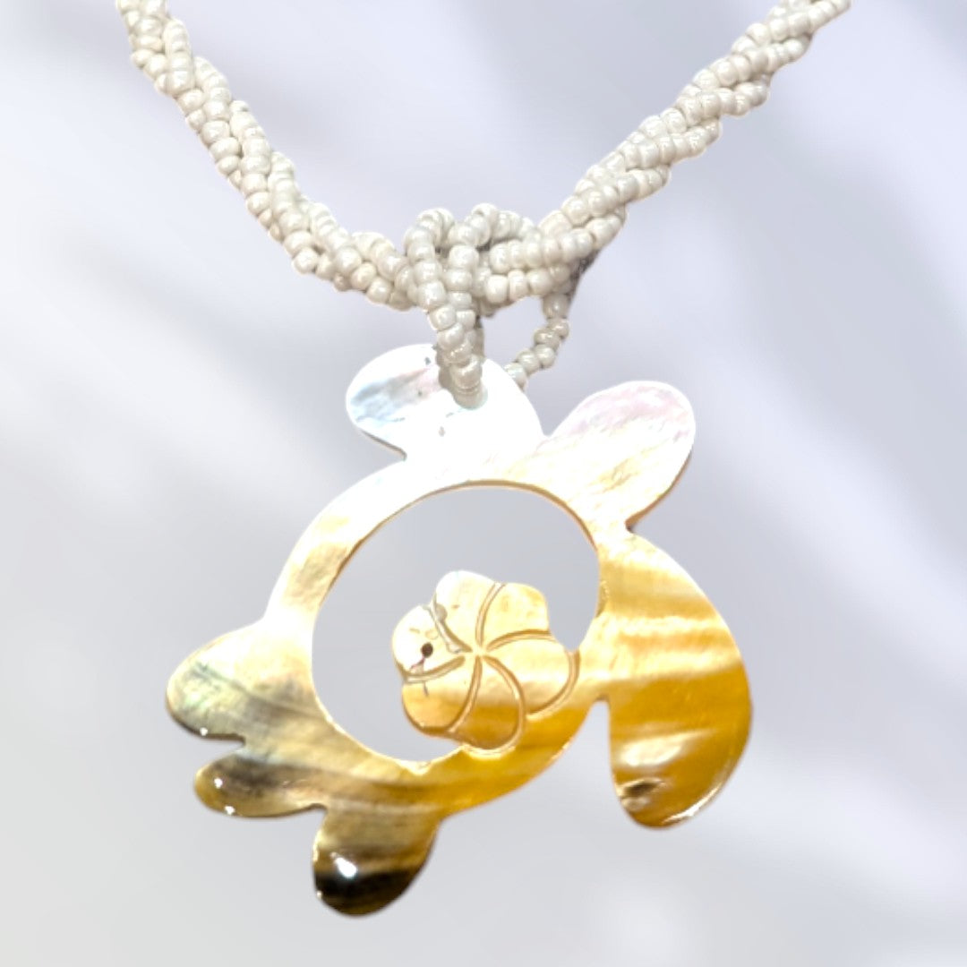 HawaiianStyleBeadedShellNecklace_Turtle