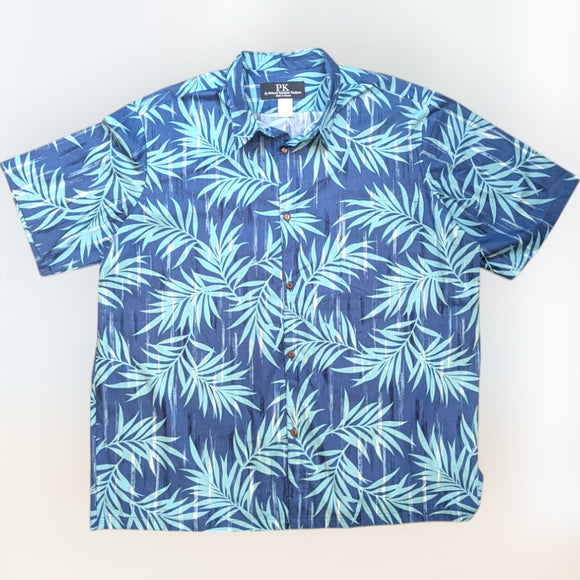 HawaiianVintageStyleShirt-BluePalmLeaf