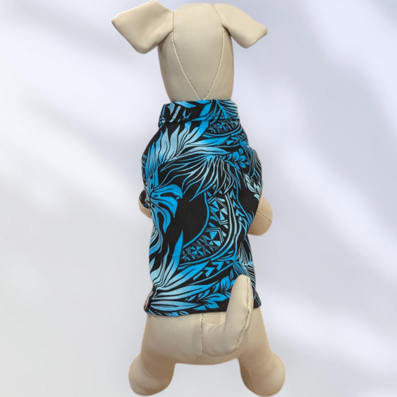 Hawaiian Dog Shirts Hawaiian Tapa Black Blue