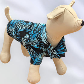 Hawaiian Dog Shirts Hawaiian Tapa Black Blue