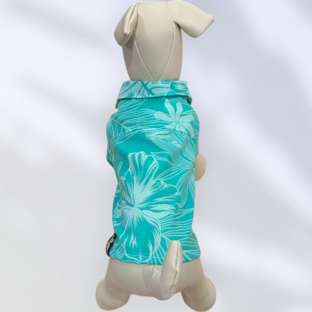 Hawaiian Dog Shirts Plumeria Green