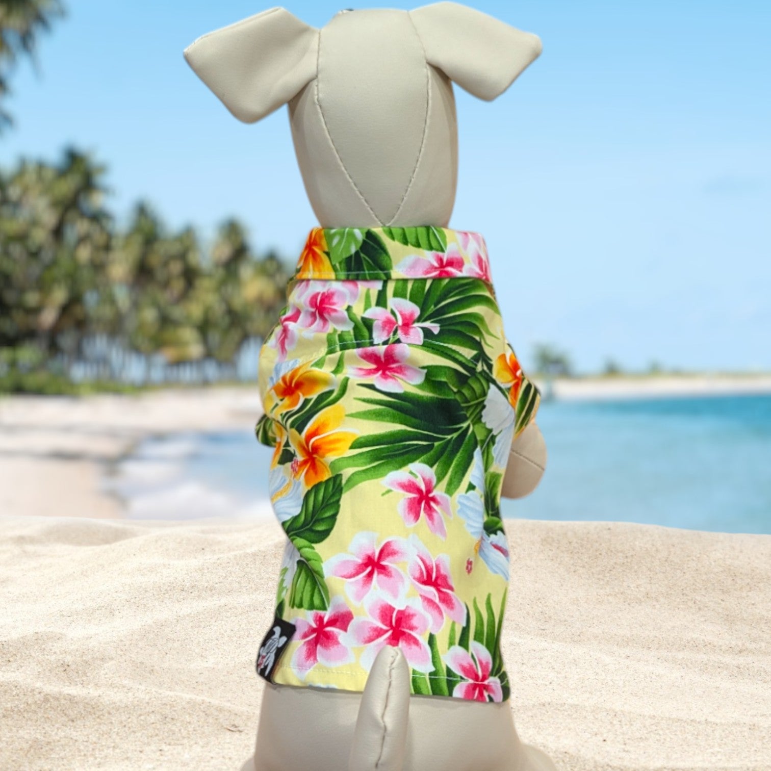 Hawaiian Dog Shirts Plumeria Hibiscus Yellow