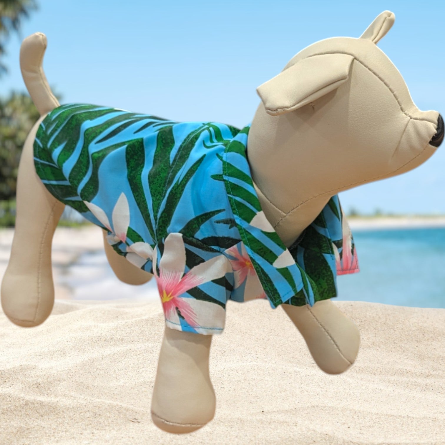 Hawaiian Dog Shirts Plumeria LightBlue