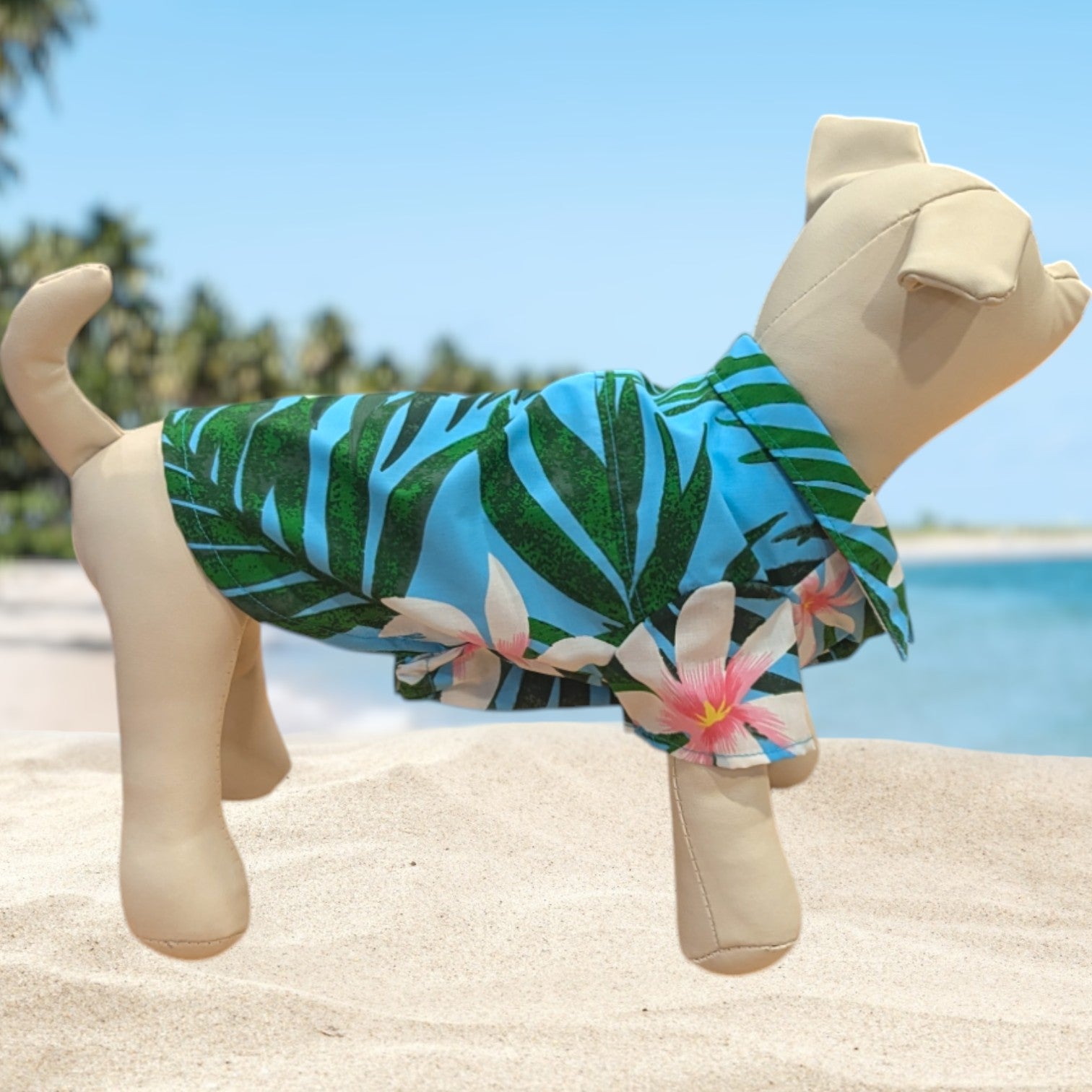 Hawaiian Dog Shirts Plumeria LightBlue