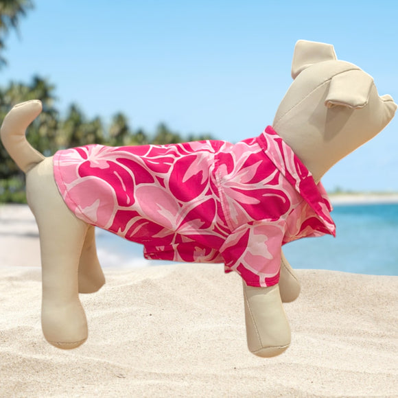 Hawaiian Dog Shirts Plumeria Pink