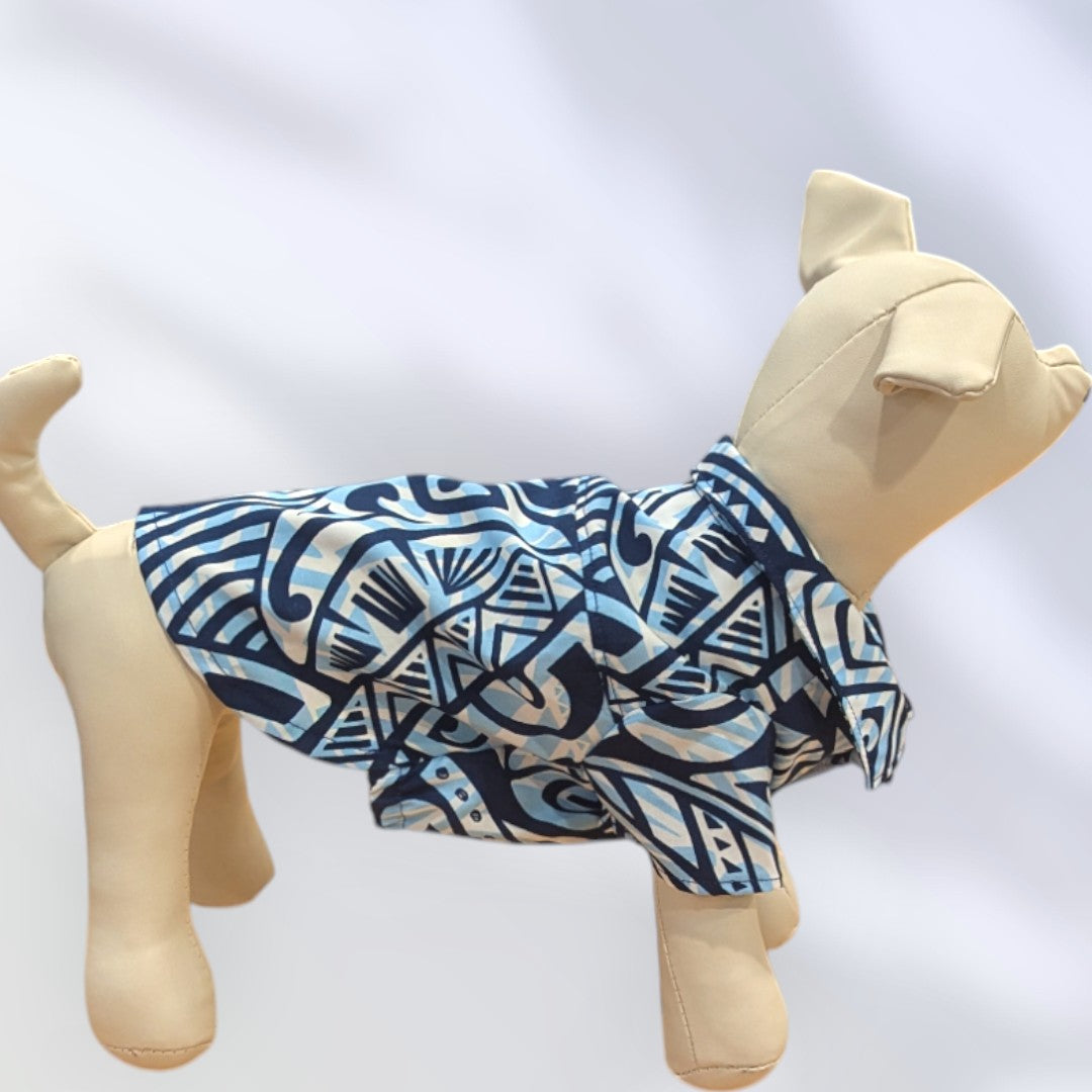 Hawaiian Dog Shirts Tapa Blue