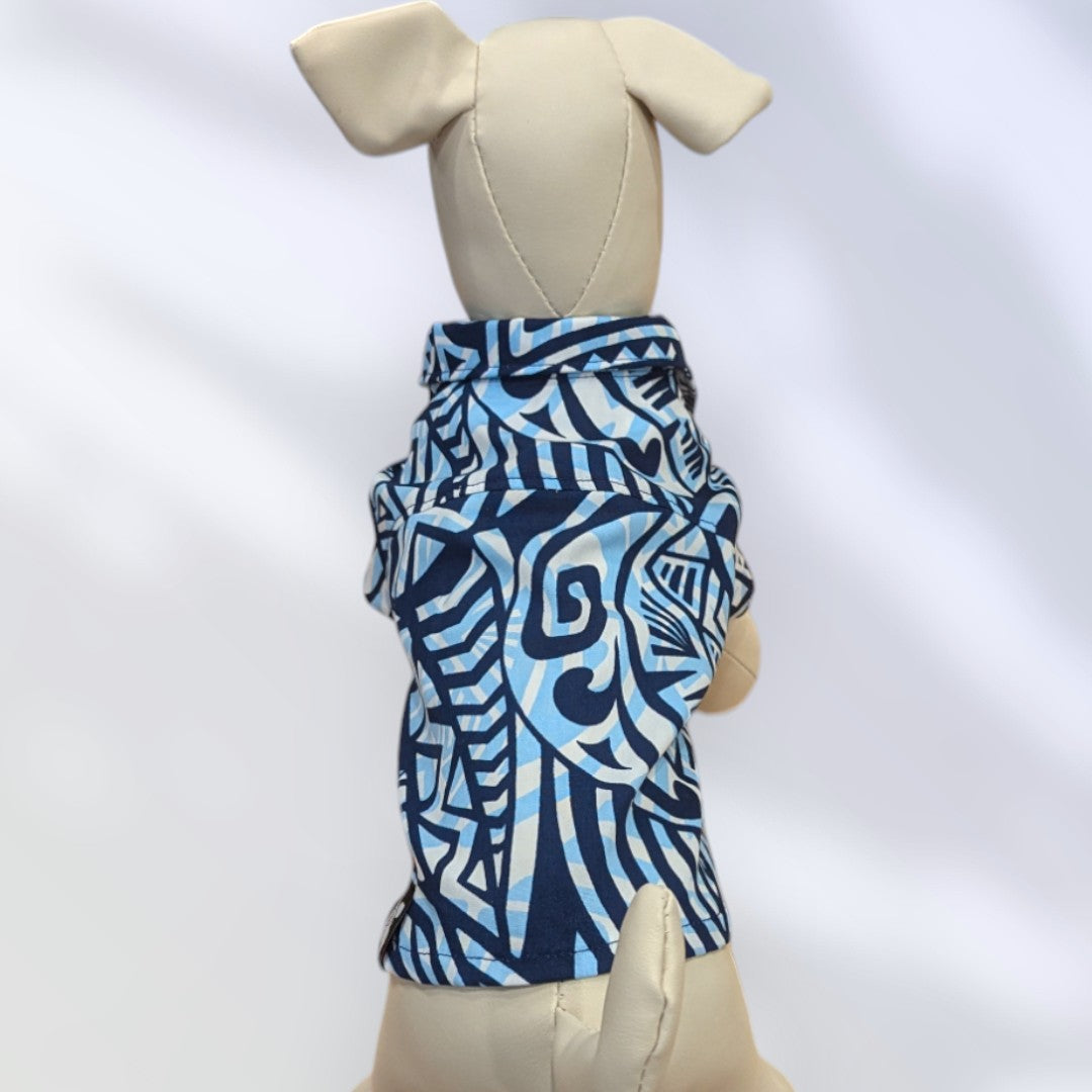 Hawaiian Dog Shirts Tapa Blue