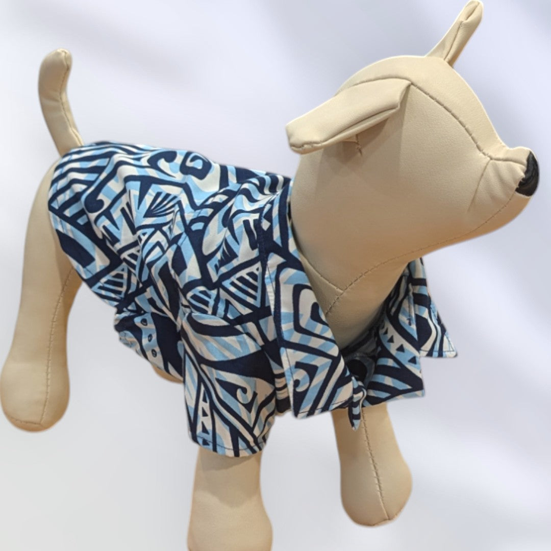 Hawaiian Dog Shirts Tapa Blue