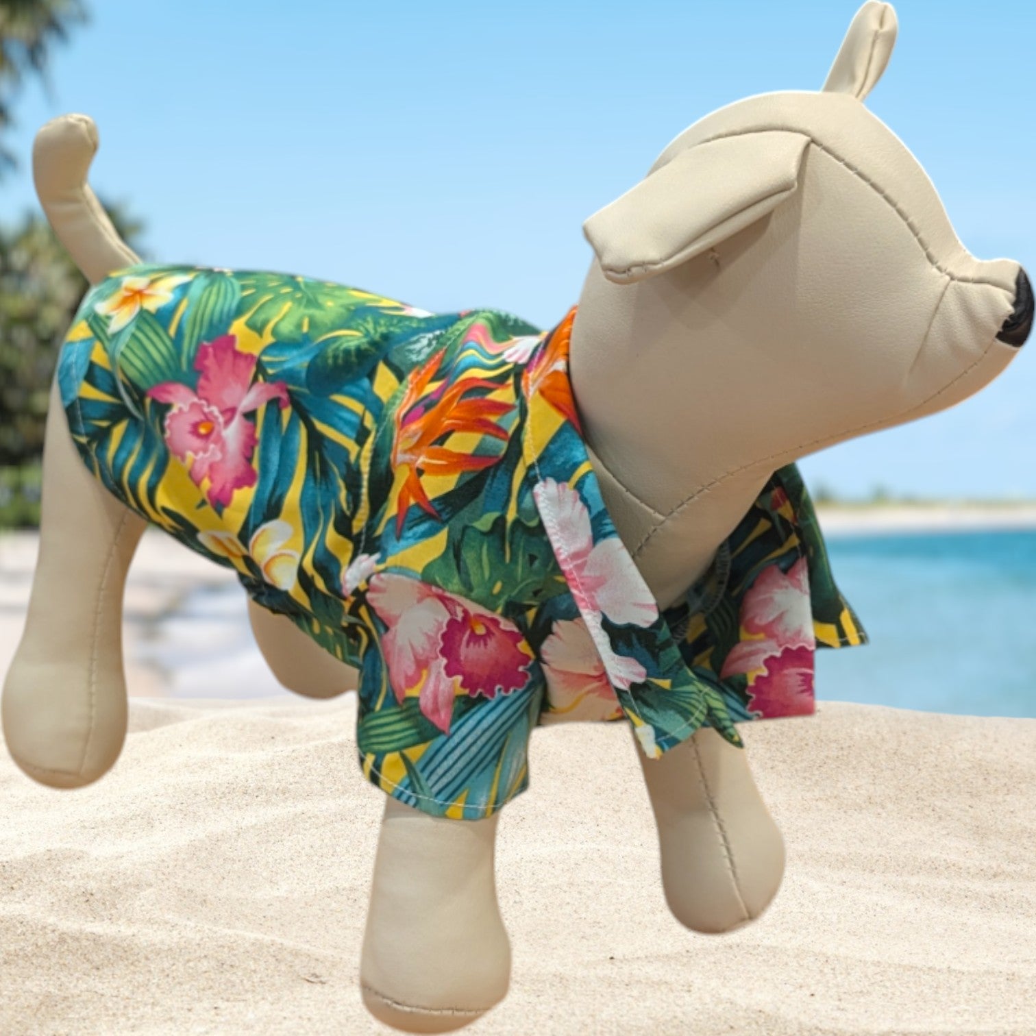 Hawaiian Dog Shirts Tropical Flower Yellow