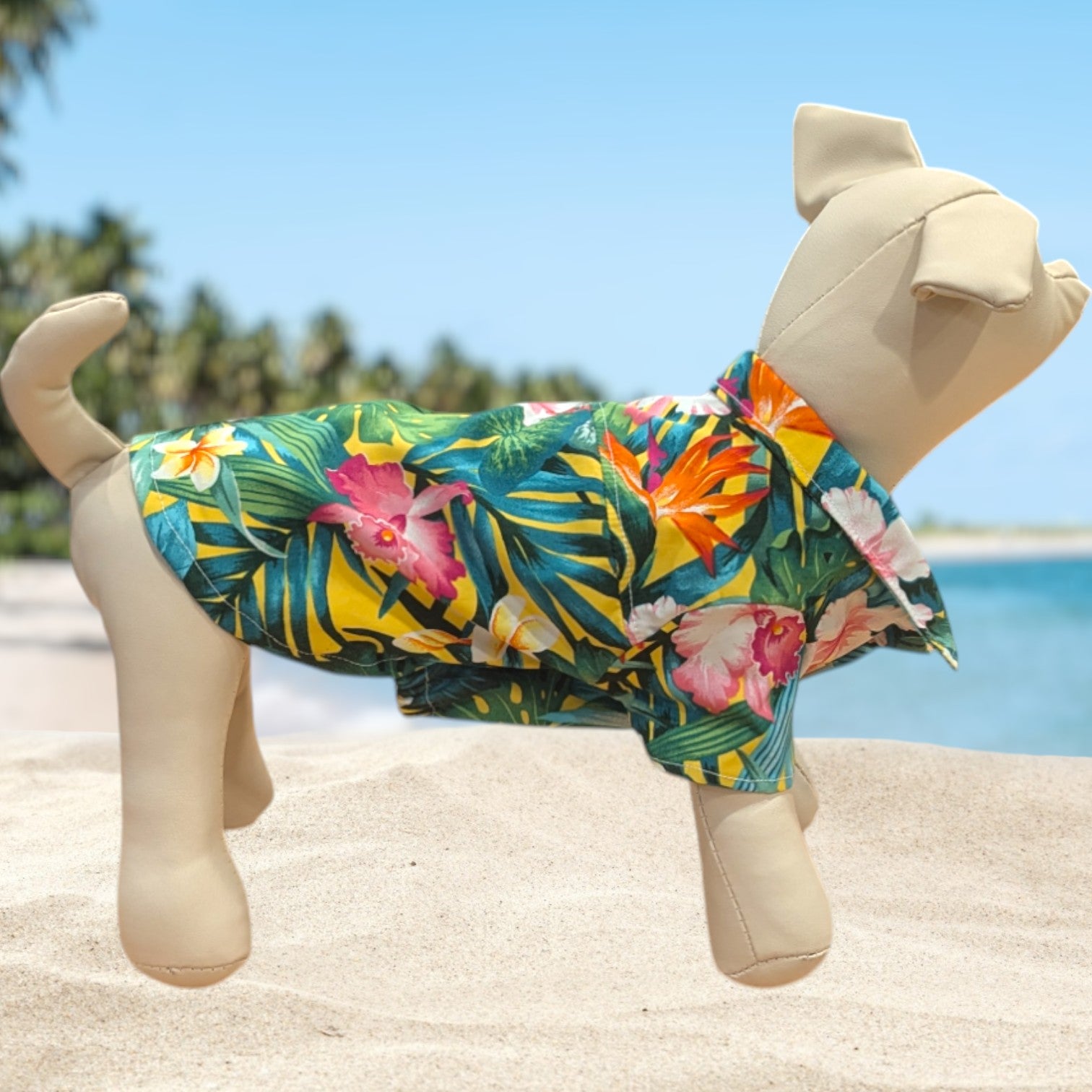 Hawaiian Dog Shirts Tropical Flower Yellow