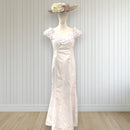 Hawaiian Dress – White Ruffle Neckline & Hibiscus Print