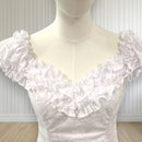 Hawaiian Dress – White Ruffle Neckline & Hibiscus Print