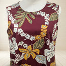 Hawaiian Floral Lei Long Cotton Resort Dress Maroon