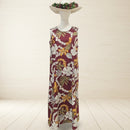 Hawaiian Floral Lei Long Cotton Resort Dress Maroon