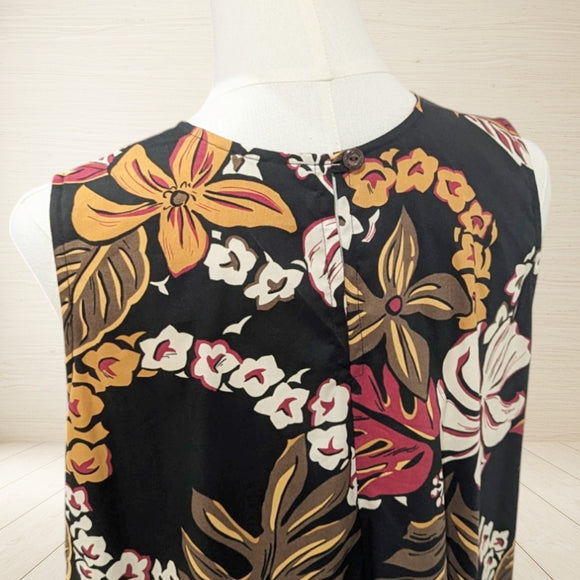 Hawaiian Floral Lei Resort Dress Black