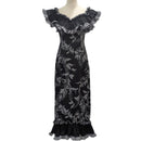 Traditional Hawaiian Holomuʻu – Elegant Flower Lei Print Mermaid Line Dress with Train | Made in Hawaii-9